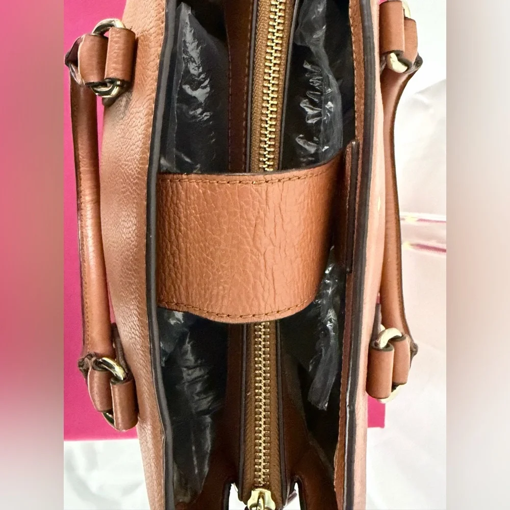 Kate Spade Evangelie Larchmont Warm Cognac Pebbled Leather Tan Crossbody/Satchel - Picture 5 of 11